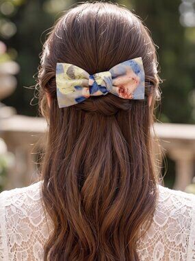 Paris Floral Fabric Bow Barrette French Spring Hair Clip